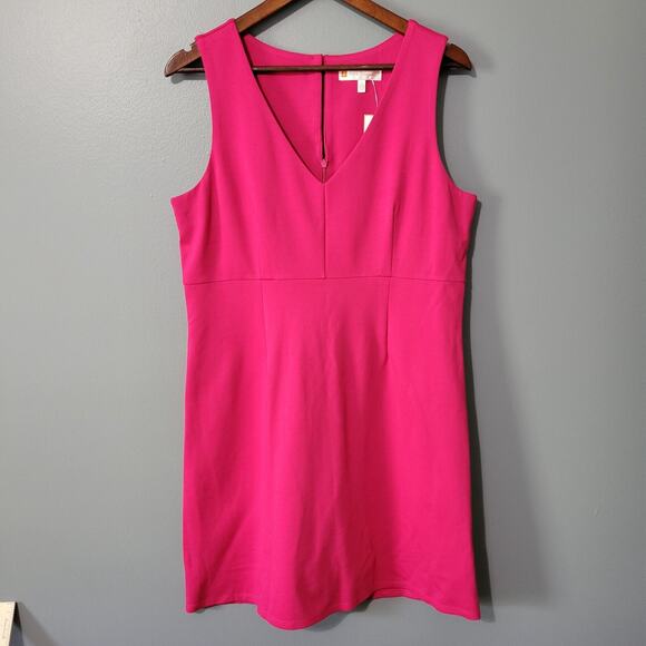 NEW Jude Connally Dress Size L Pink Fuscia Stretch Preppy Ponte Knit MSRP $228 - Picture 1 of 15